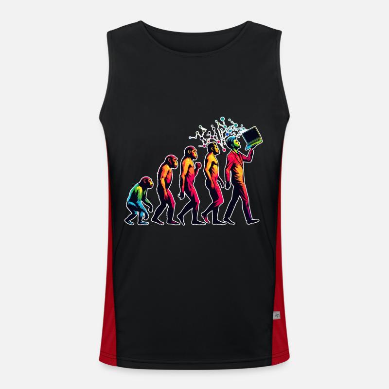 Evolution Humans To Laptop PC Nerd Geek Monkey Men's Functional Contrast Tank Top 