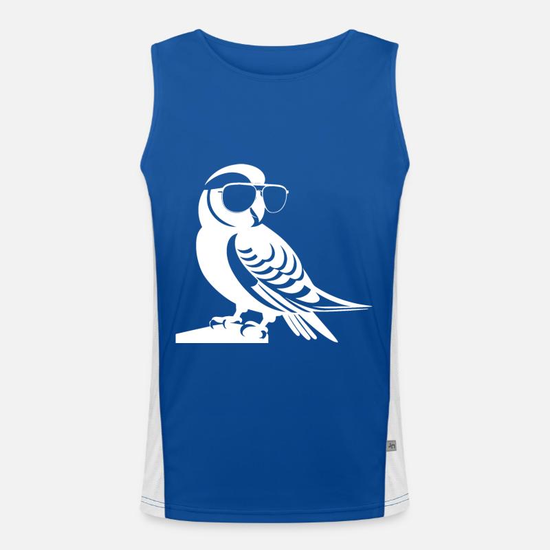 Funny Bird Wearing Sunglasses Cool Bourke's Parak Men's Functional Contrast Tank Top 