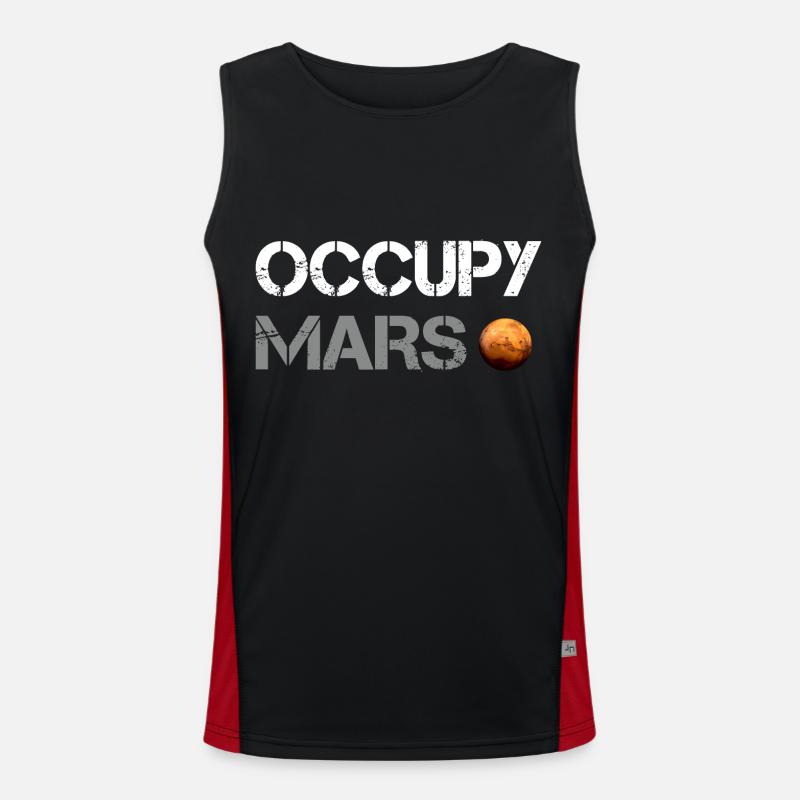 Occupy Mars Planet Space Explor Raketenwissenschaft Funktionelles Kontrast-Tank Top für Männer 