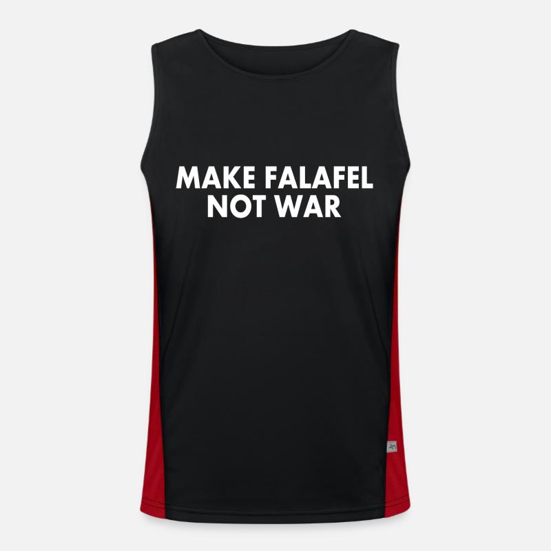 Make falafel not war - Men's Functional Contrast Tank Top - black/red