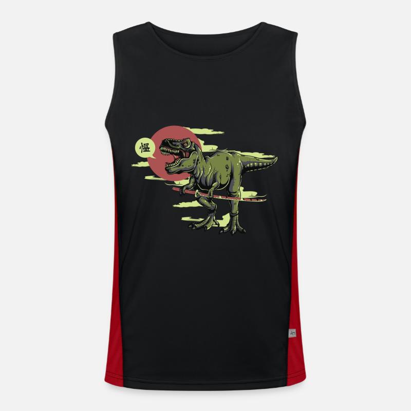 Samurai dinosaur - Men's Functional Contrast Tank Top  - black/red