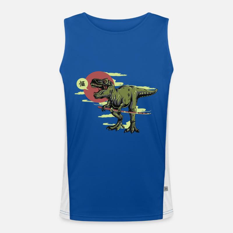 Samurai dinosaur Funktionelles Kontrast-Tank Top für Männer 