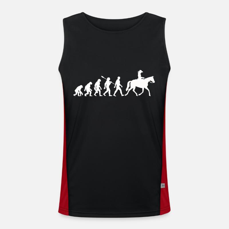 Evolution - Equestrian - Western Riding - Men's Functional Contrast Tank Top - black/red