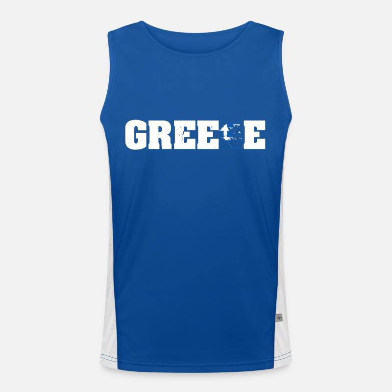 Balkan Flagge Griechenland Ellas Hellenisch Funktionelles Kontrast-Tank Top für Männer 