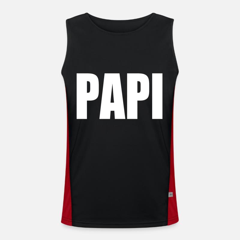 Papi - Men's Functional Contrast Tank Top  - black/red