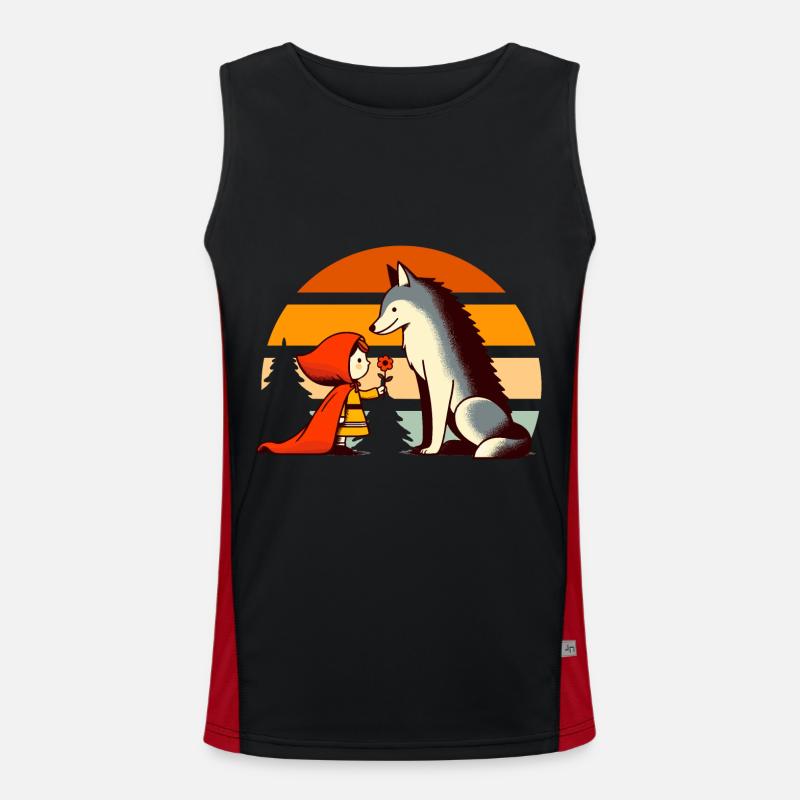 Märchen Rotkäppchen und der Wolf Wald Niedlich Funktionelles Kontrast-Tank Top für Männer 