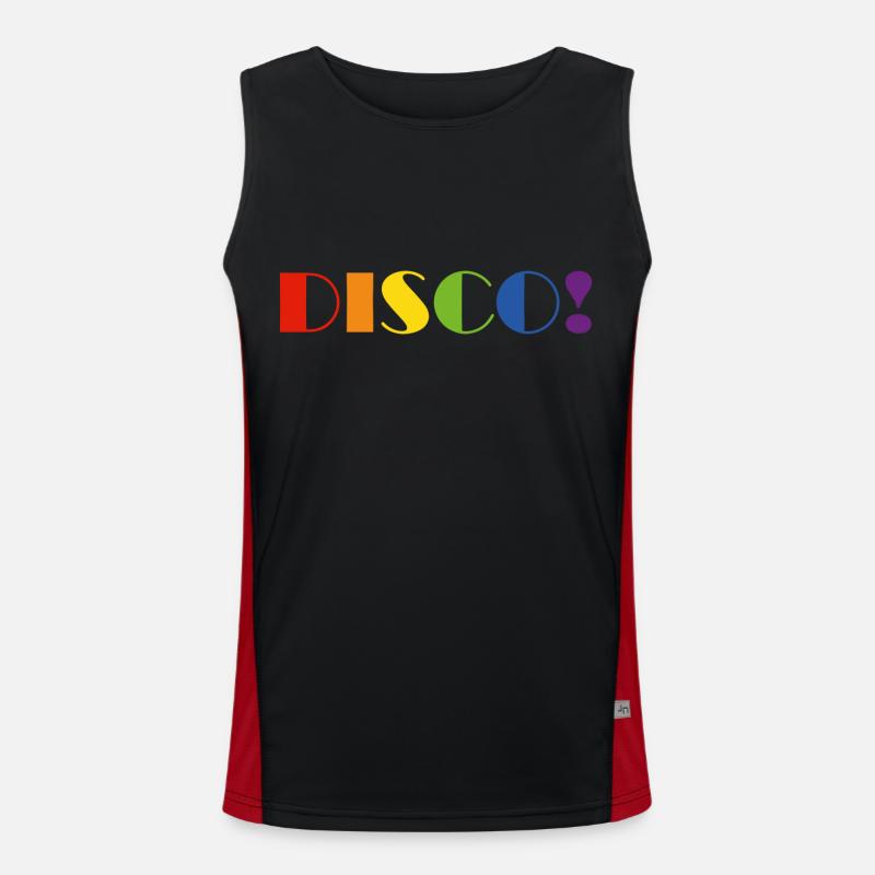 DISCO Regenbogen Text Funktionelles Kontrast-Tank Top für Männer 