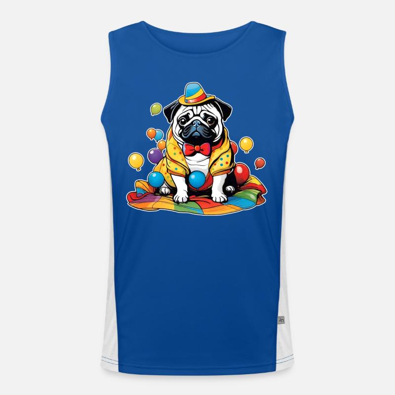Cute pug with hat Men's Functional Contrast Tank Top 