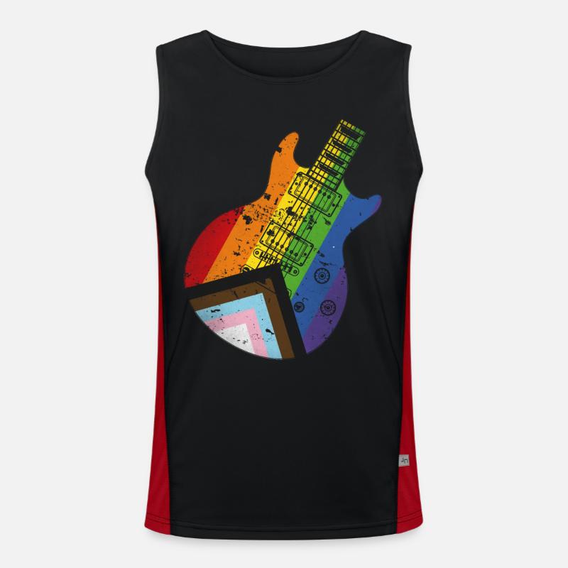 Pride Progress Flag Guitar - Men's Functional Contrast Tank Top  - black/red