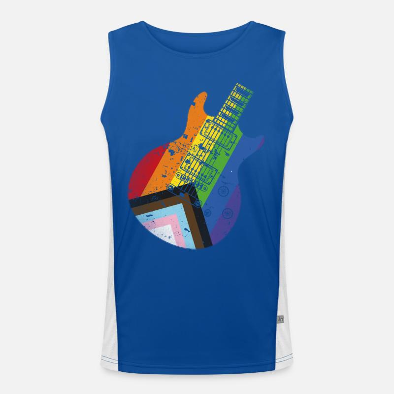 Pride Progress Flag Gitarre Funktionelles Kontrast-Tank Top für Männer 