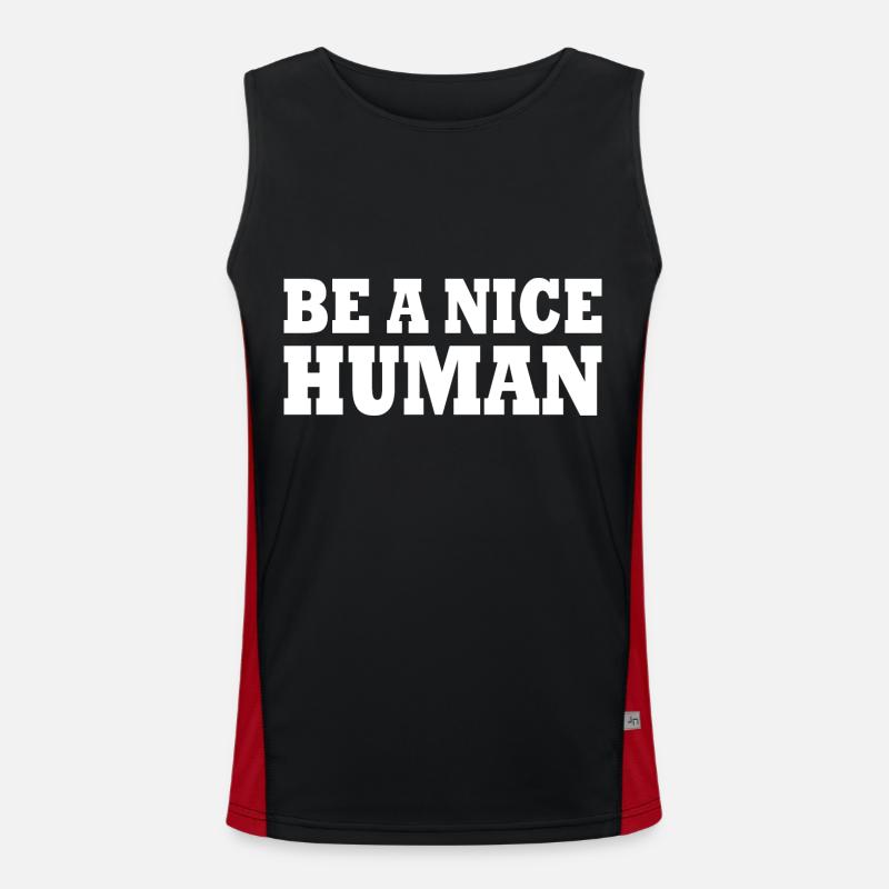 Be a nice human - Men's Functional Contrast Tank Top - black/red