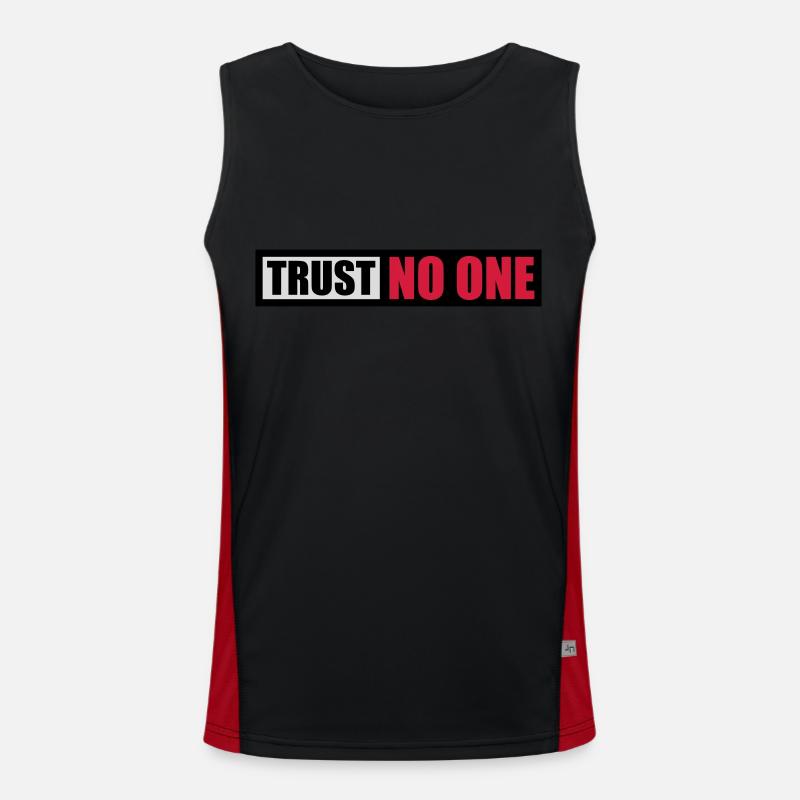 trust no one Zitat Funktionelles Kontrast-Tank Top für Männer 