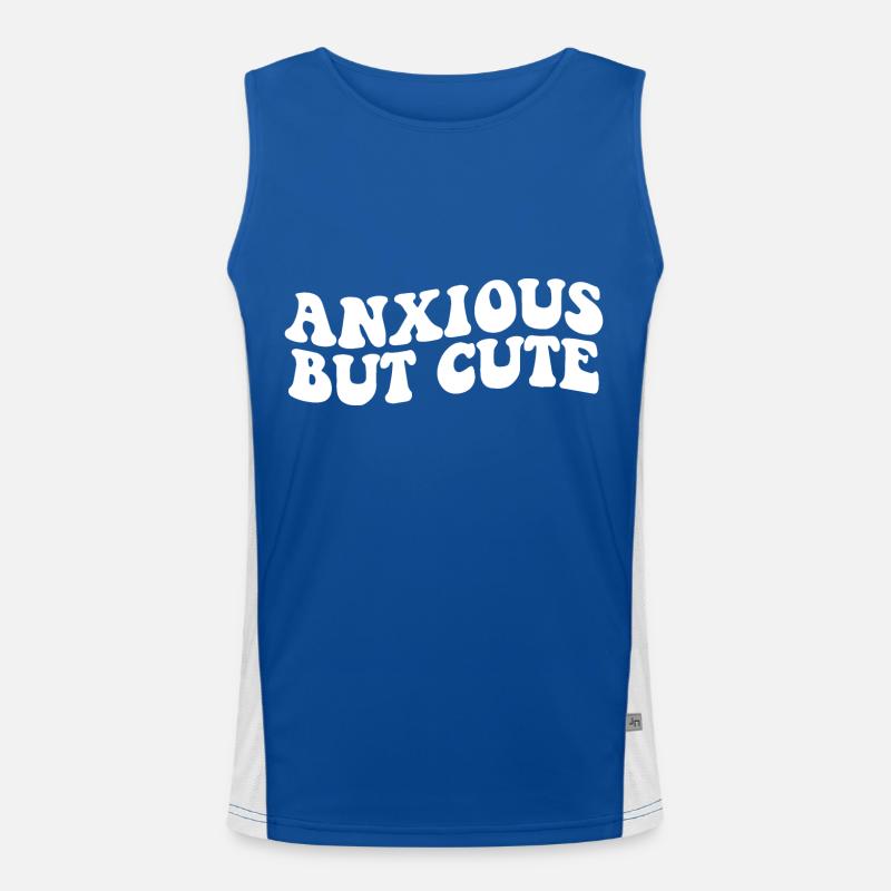 Ängstlicher, aber süßer Angstbekämpfer Spaß Funktionelles Kontrast-Tank Top für Männer 