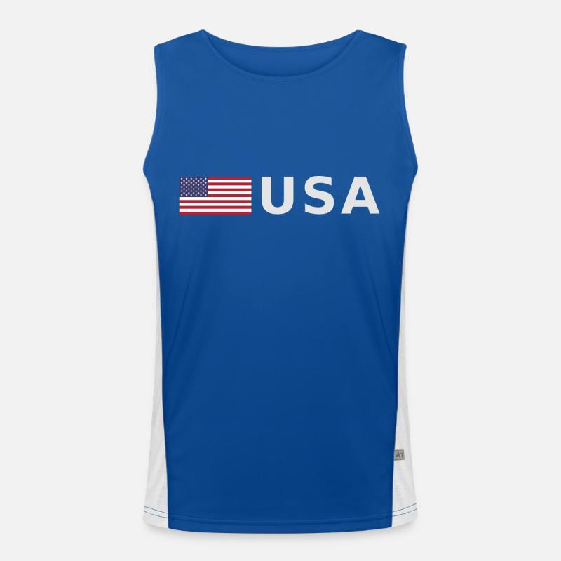 ÉQUIPE États-Unis Drapeau américain devant la police de caractères Débardeur respirant contrasté Homme 
