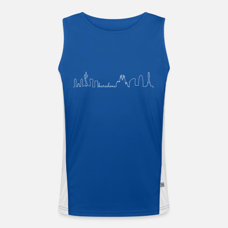 Barcelona Skyline Funktionelles Kontrast-Tank Top für Männer 
