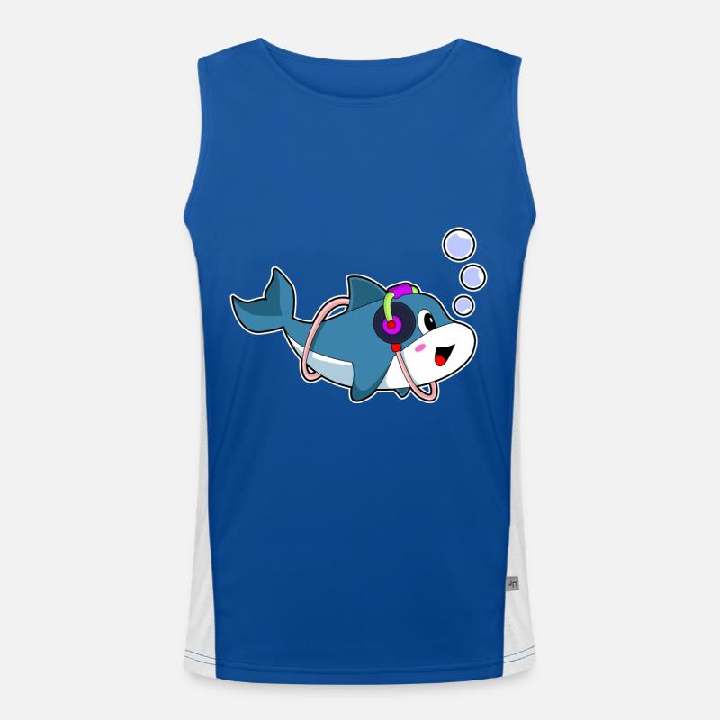 Delfin Kopfhörer Musik Funktionelles Kontrast-Tank Top für Männer 