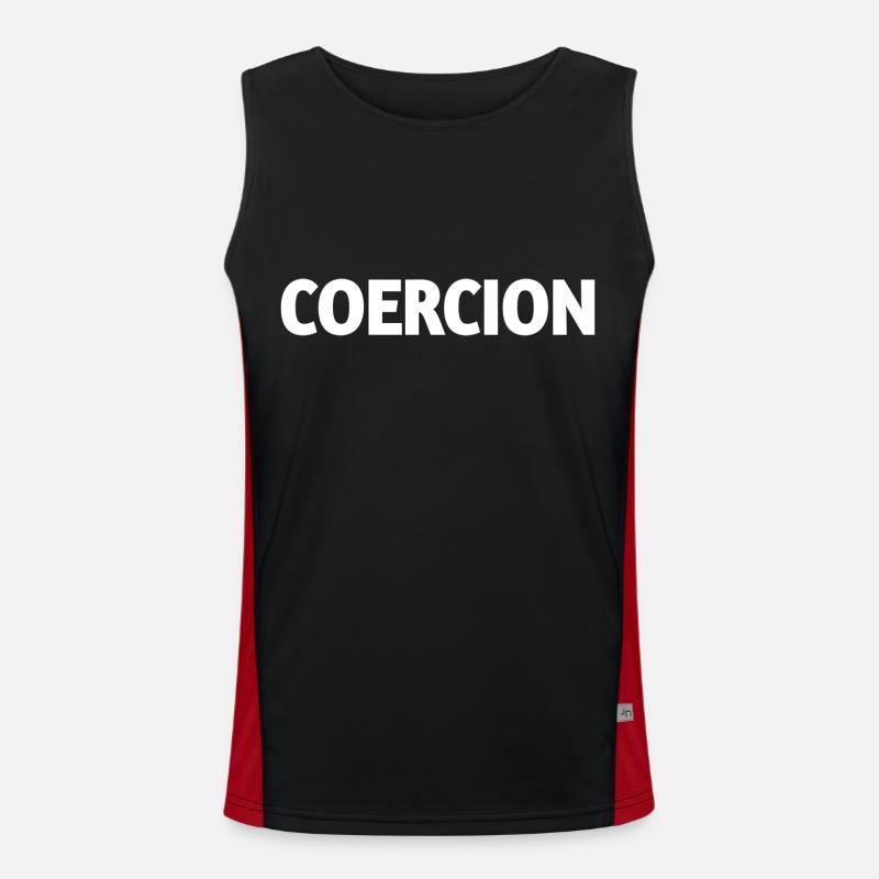 Coercion text in white - Men's Functional Contrast Tank Top  - black/red
