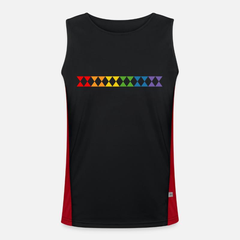 Rainbow triangles - Men's Functional Contrast Tank Top - black/red