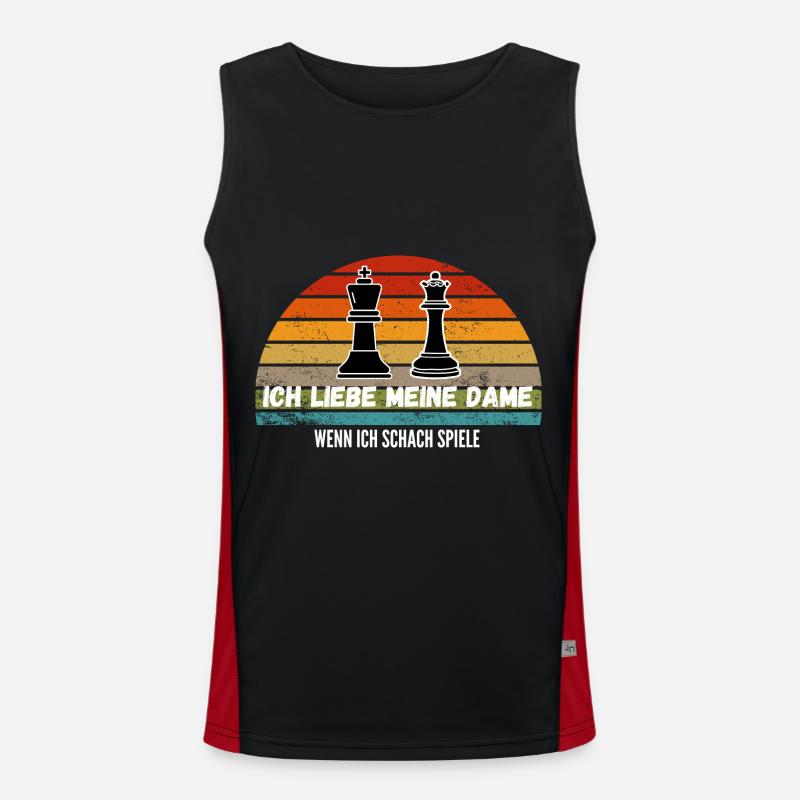 Schach Geschenk Beziehung Queens Gambit Funktionelles Kontrast-Tank Top für Männer 