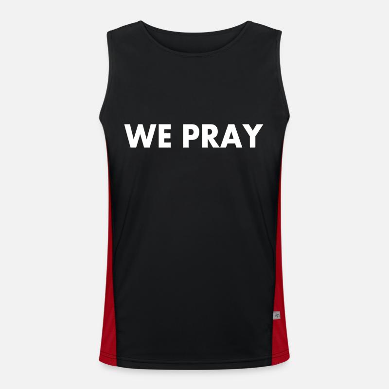 We pray - Men's Functional Contrast Tank Top  - black/red