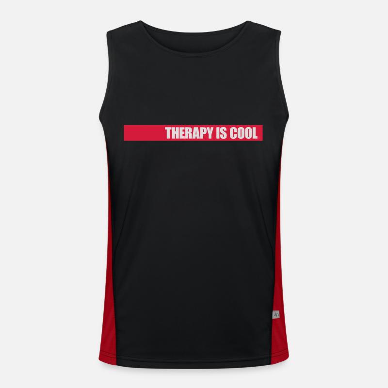 therapy is cool Zitat Funktionelles Kontrast-Tank Top für Männer 