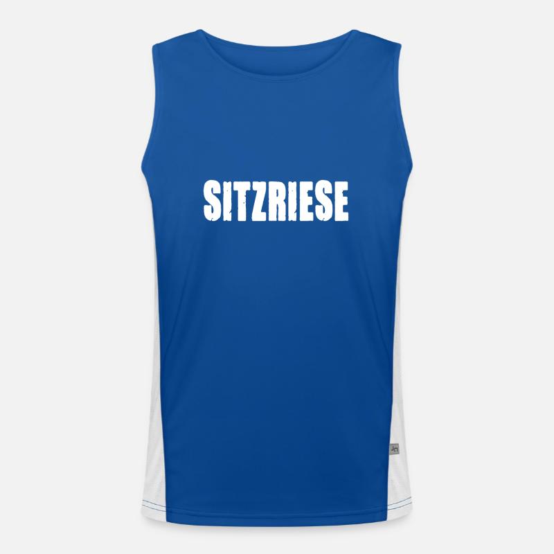 Sitzriese lustiges Motto - Statement Spruch Funktionelles Kontrast-Tank Top für Männer 