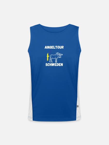 Angeln Schweden Angel - Funktionelles Kontrast-Tank Top für Männer  - Royal/Weiß - Vorne