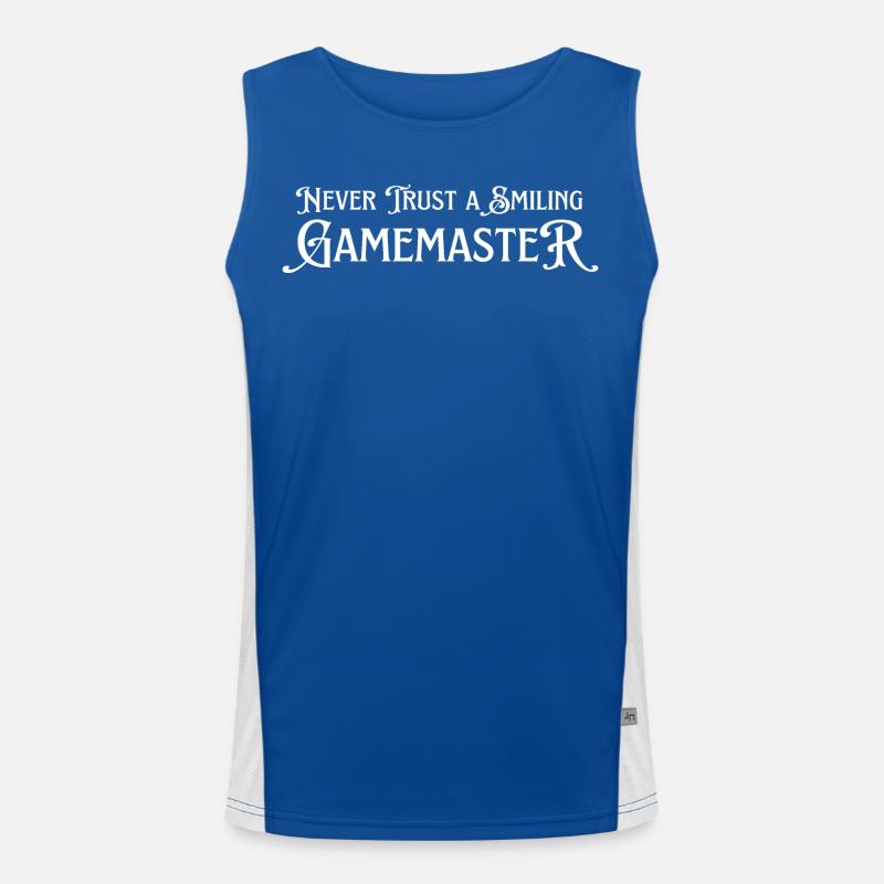 Never trust a smiling game master. Brettspiel Funktionelles Kontrast-Tank Top für Männer 