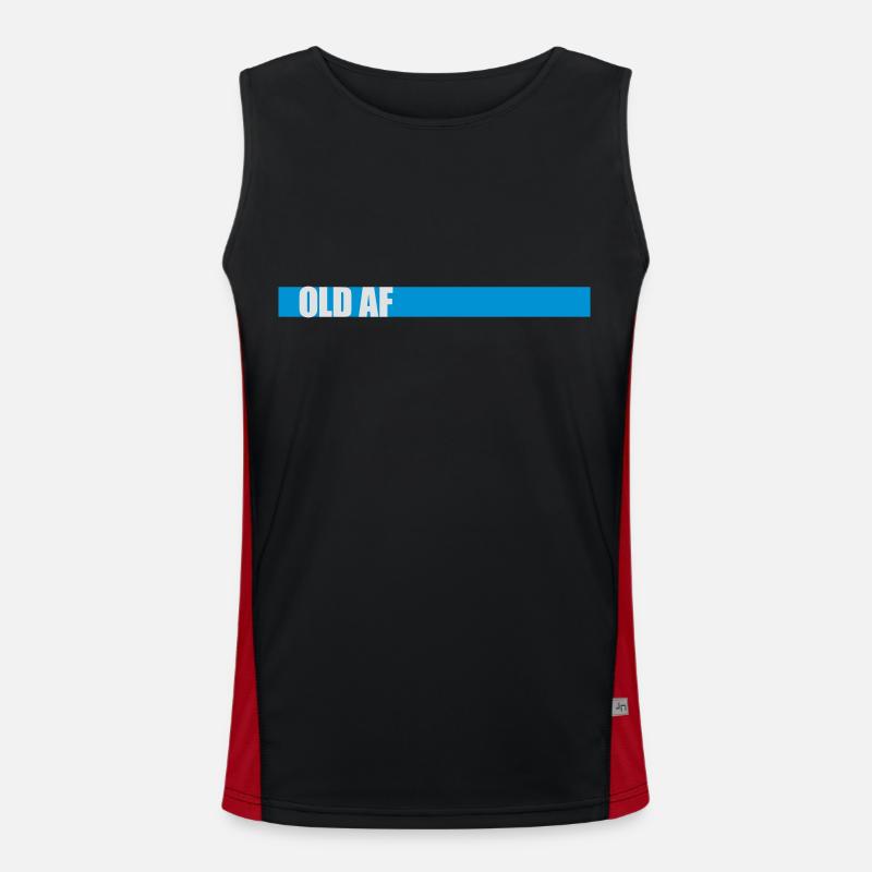 old AF Text Logo - Men's Functional Contrast Tank Top  - black/red