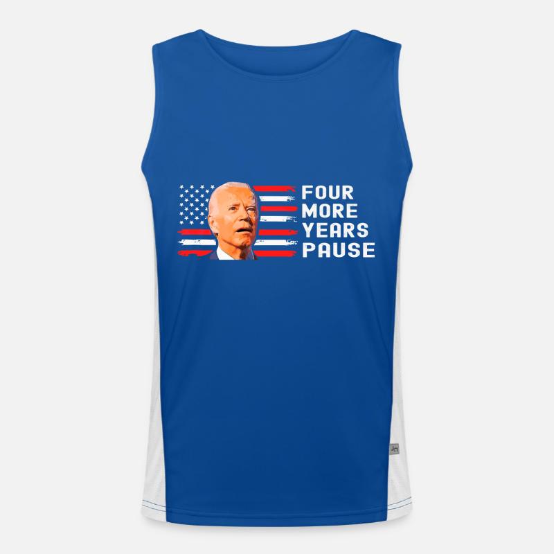 Four More Years Pause - Funny Biden Quote Saying Men's Functional Contrast Tank Top 