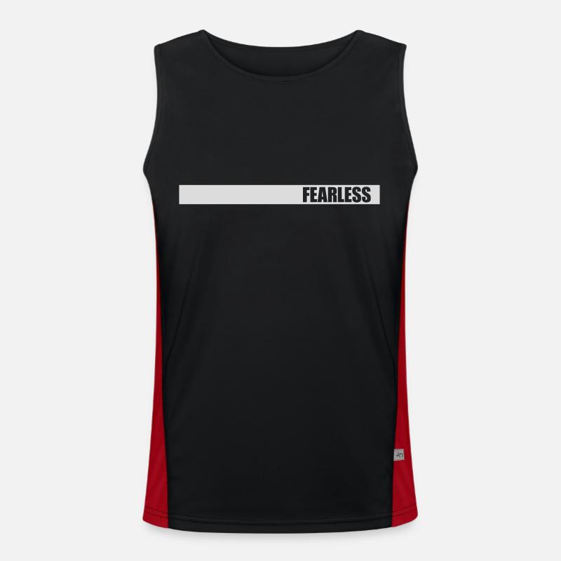 fearless Text Quote Design - Men's Functional Contrast Tank Top - black/red