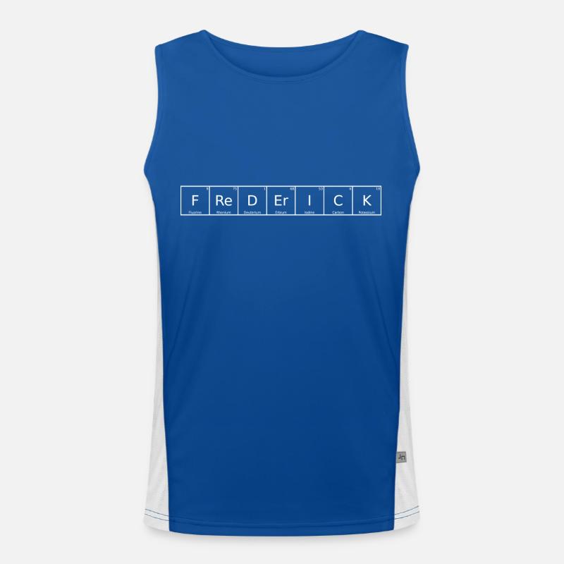 Frederick Surname First Name Chemistry Periodic Table Men's Functional Contrast Tank Top 