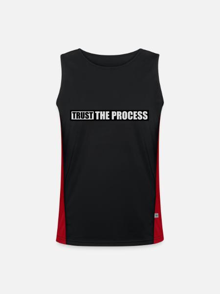 trust the process Zitat - Funktionelles Kontrast-Tank Top für Männer  - Schwarz/Rot - Vorne