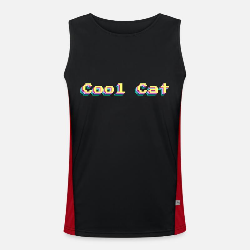 Cool Cat 90s Design 3D coloré Pixel Art Débardeur respirant contrasté Homme 