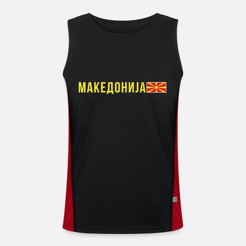 Macedonia Flag Balkan Macedonian History Men's Functional Contrast Tank Top 