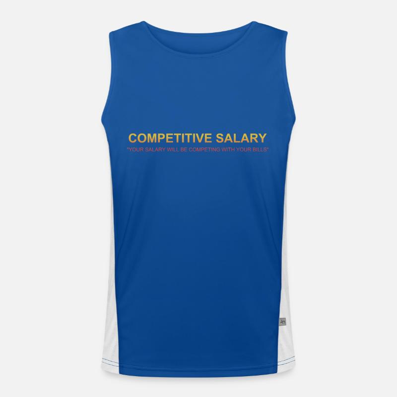 Funny Competitive Salary Definition Sarcastic Pun Men's Functional Contrast Tank Top 