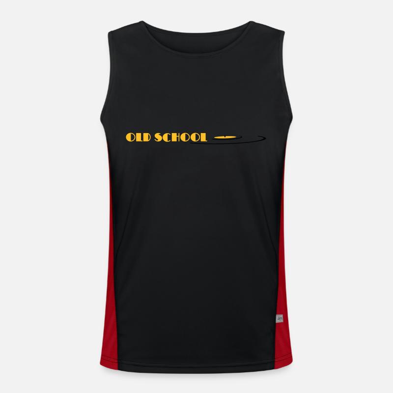 old school, oldschool, vinyl - Men's Functional Contrast Tank Top  - black/red