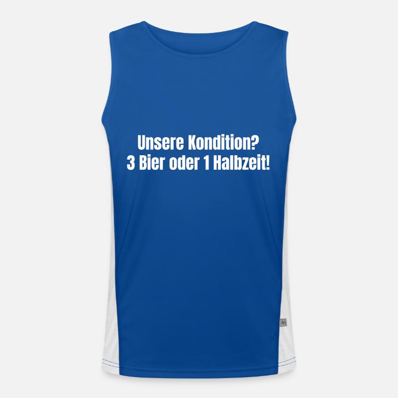 Unsere Kondition? 3 Bier oder 1 Halbzeit. Funktionelles Kontrast-Tank Top für Männer 