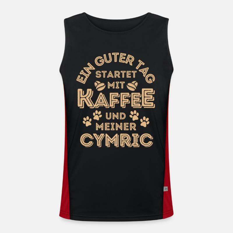 Cymric Katze Kaffee Cafe Funktionelles Kontrast-Tank Top für Männer 