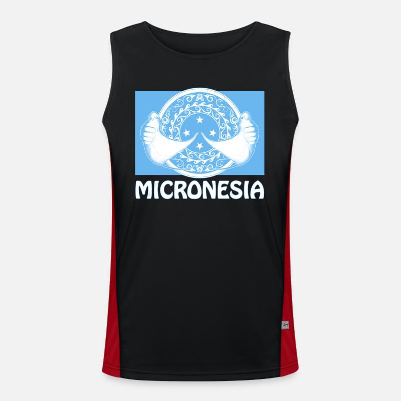 Flag of Micronesia and manta rays Men's Functional Contrast Tank Top 