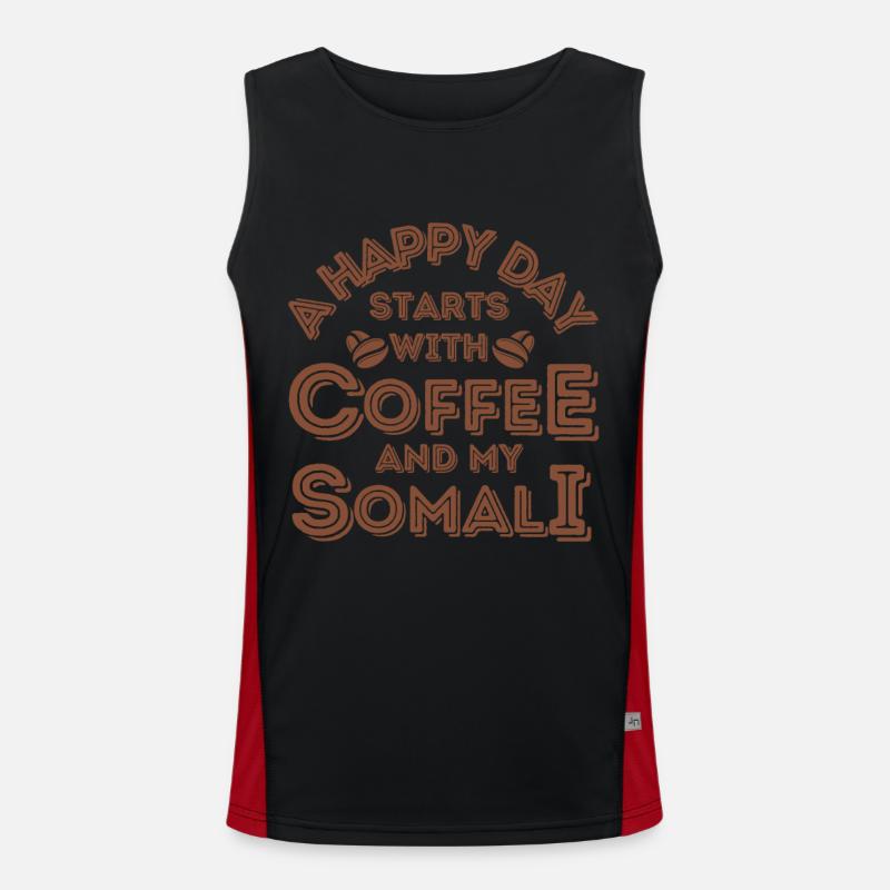 Somali Cat Coffee Cafe Men's Functional Contrast Tank Top 