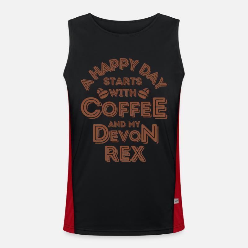 Devon Rex Cat Coffee Cafe - Men's Functional Contrast Tank Top  - black/red