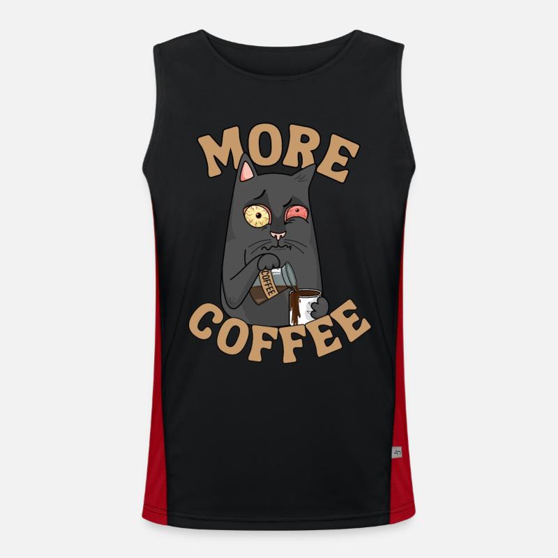 Kaffee Katze lustiger Spruch Müde Katze Kaffee Funktionelles Kontrast-Tank Top für Männer 