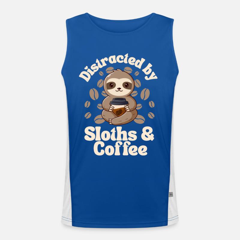 Faultier Kaffee Cafe Faultier braucht Kaffee Funktionelles Kontrast-Tank Top für Männer 