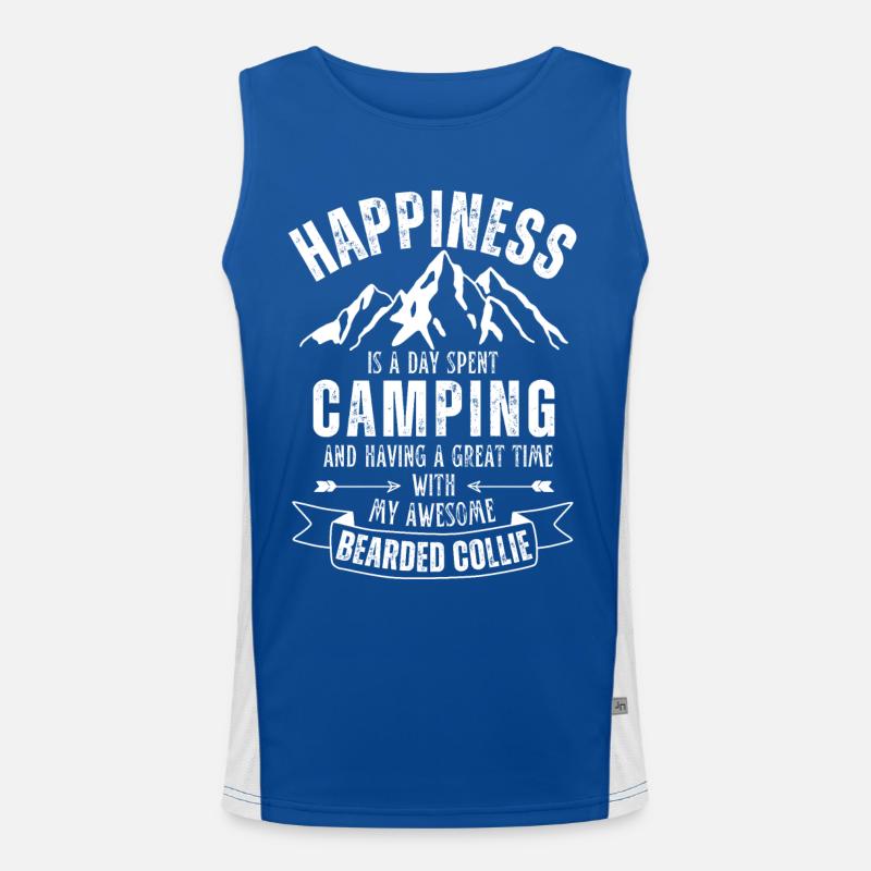 Camping und Bearded-Collie Funktionelles Kontrast-Tank Top für Männer 