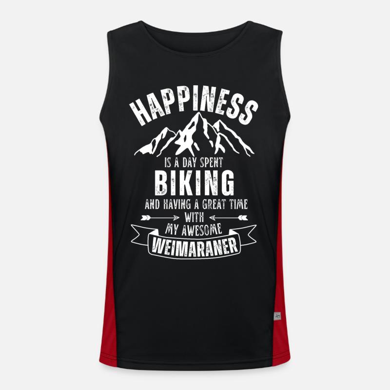 Cycling and Weimaraner - Men's Functional Contrast Tank Top  - black/red