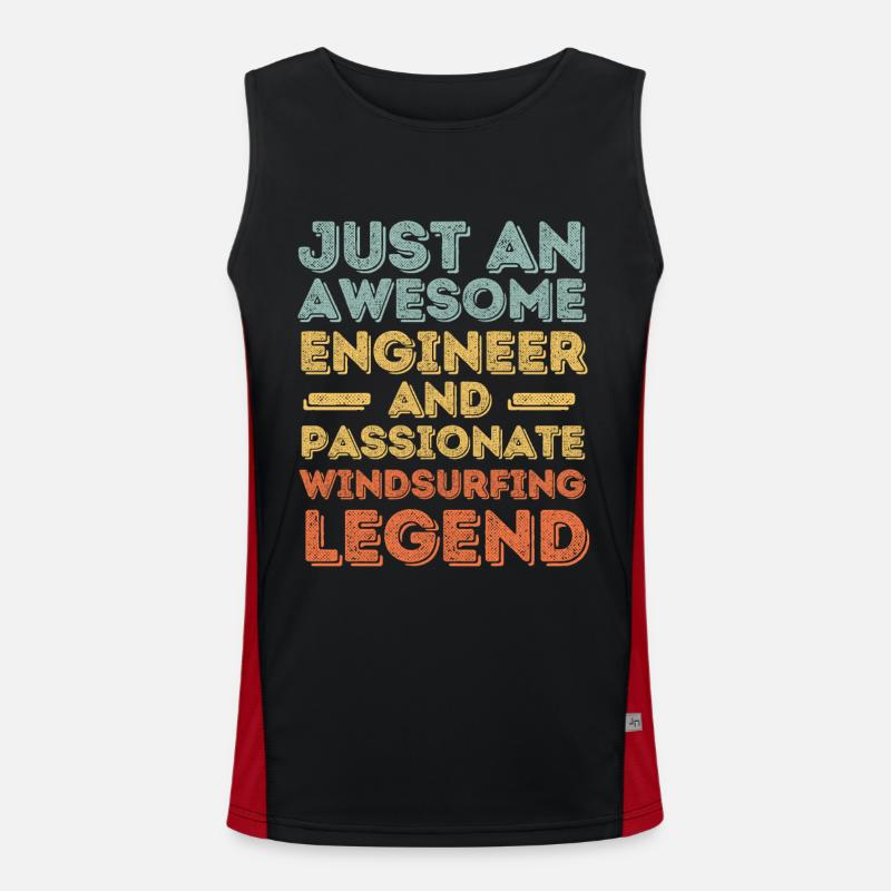 Engineer windsurfing retro - Men's Functional Contrast Tank Top  - black/red
