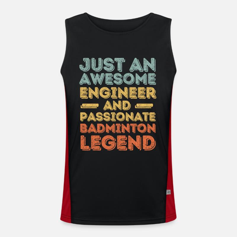 Engineer badminton retro - Men's Functional Contrast Tank Top  - black/red