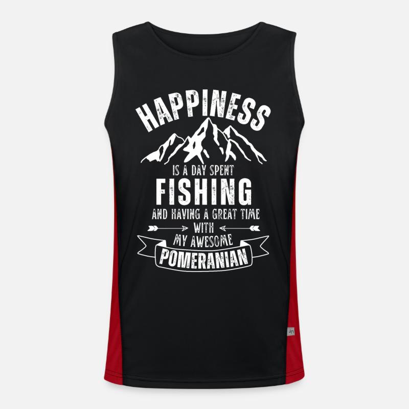 Fishing and Miniature Spitz Men's Functional Contrast Tank Top 