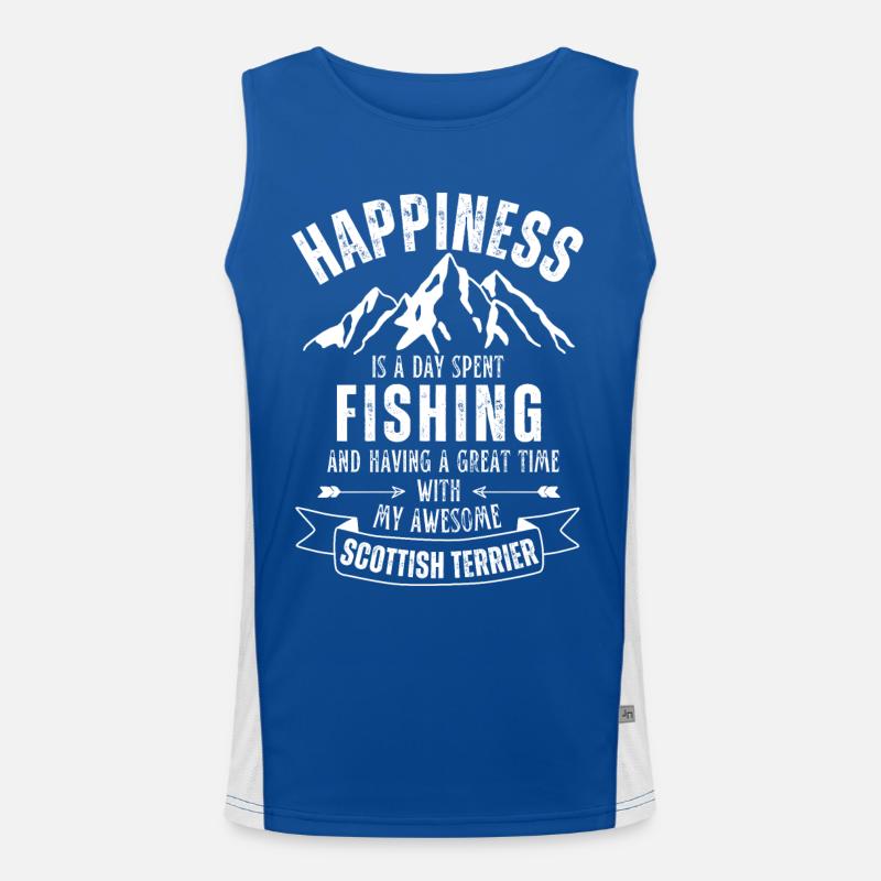 Fishing and Scottish Terriers Men's Functional Contrast Tank Top 